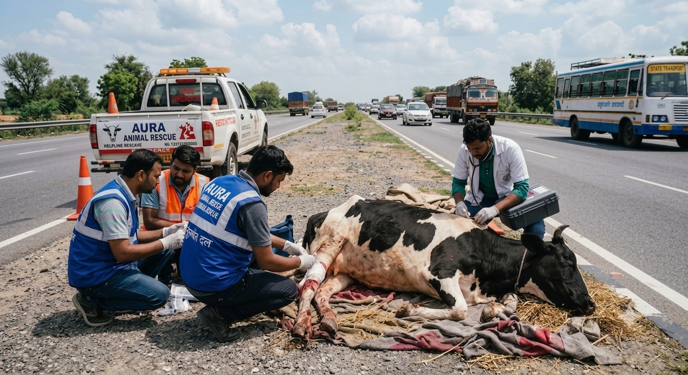 Rescuing cattle trapped in vehicle transit