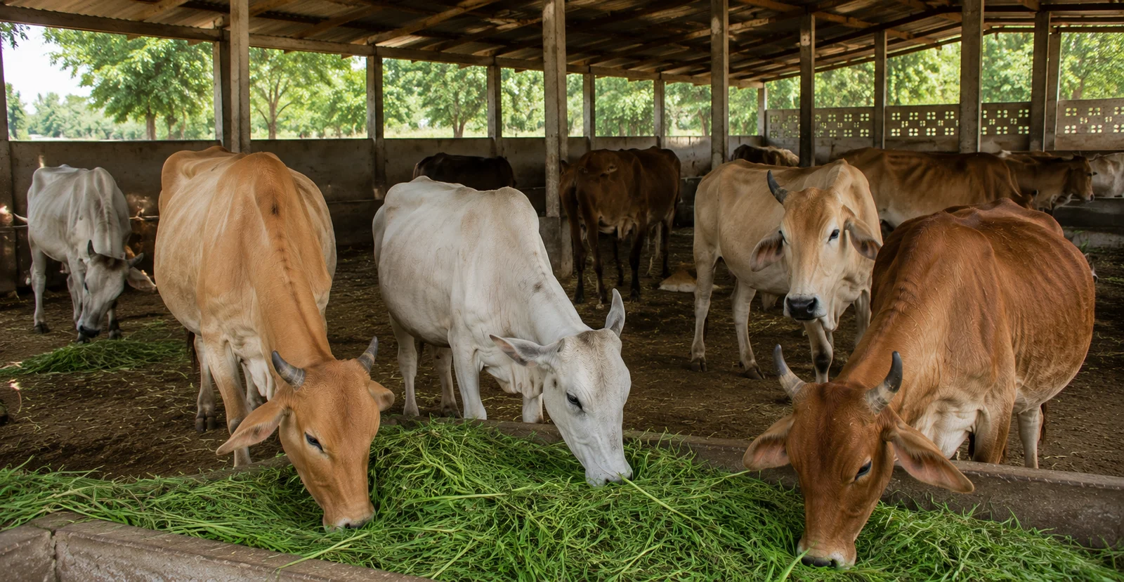 Volunteer caring for a calm calf outdoors